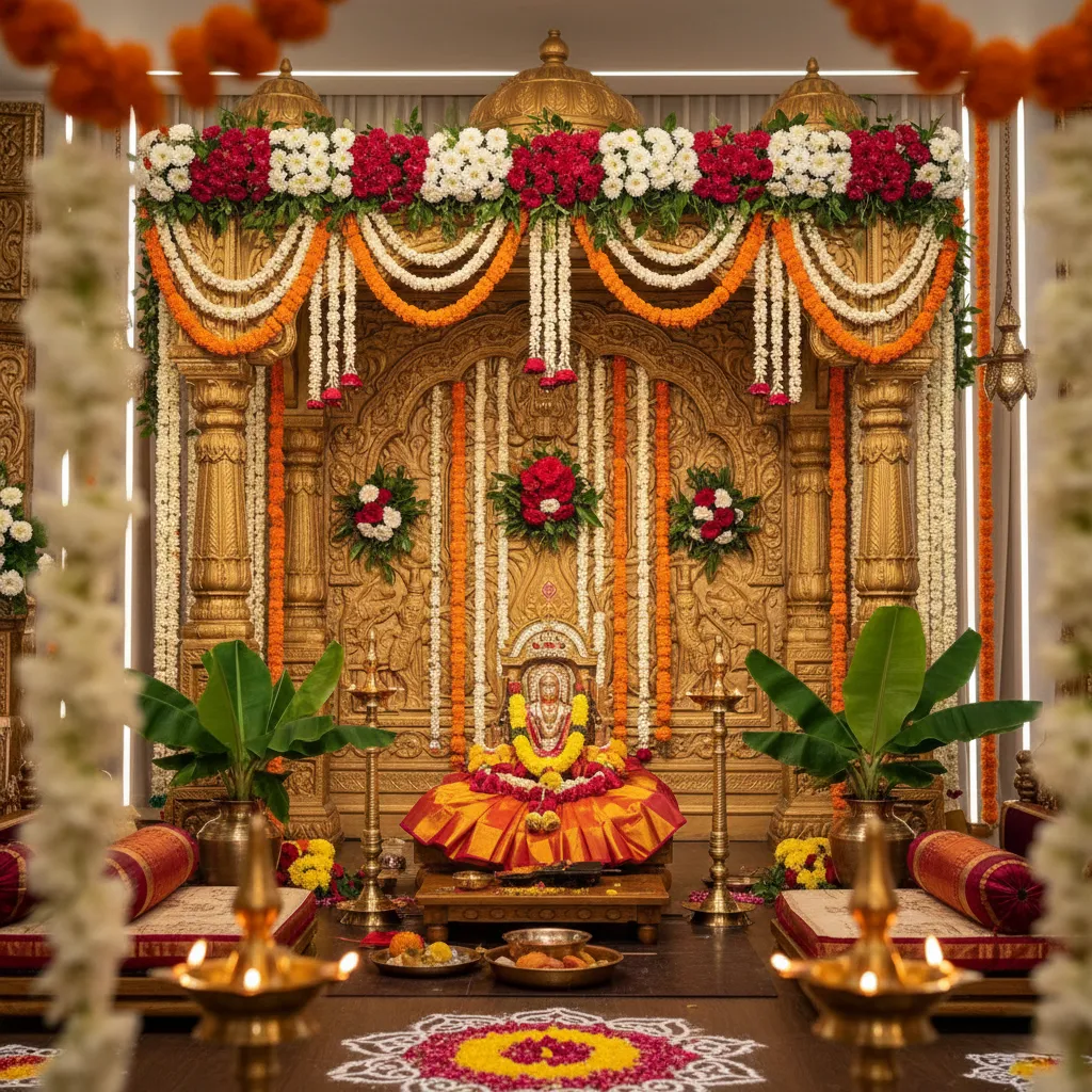 Wedding flower decoration with fresh blooms