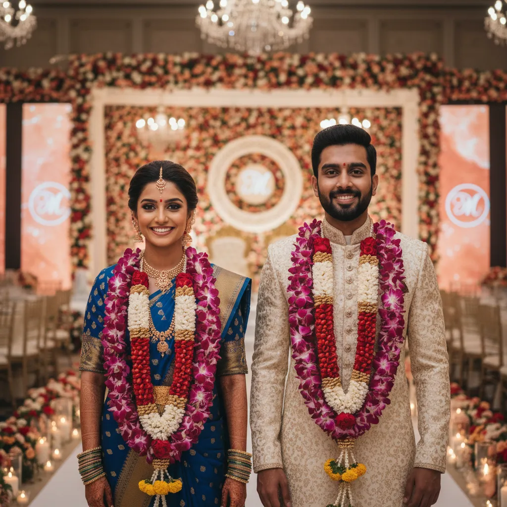 Wedding garland decoration with fresh flowers