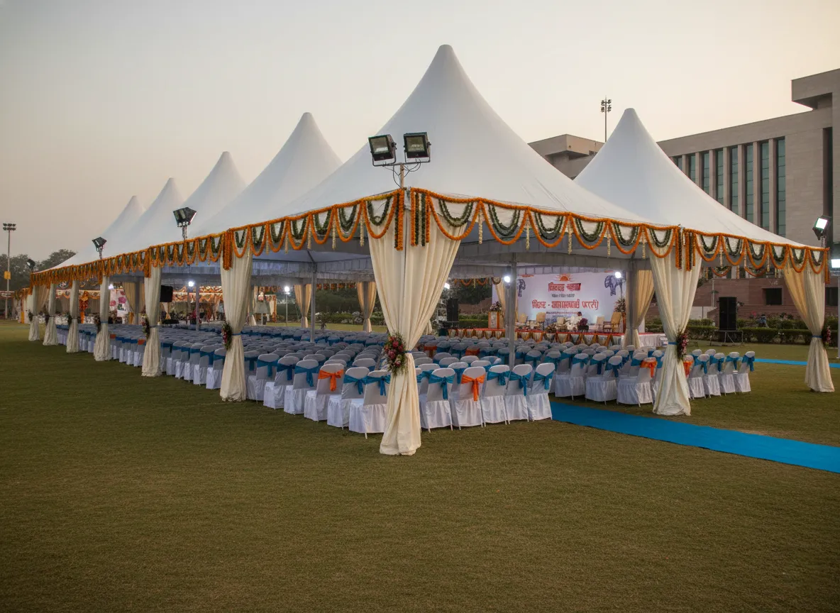 Temporary Pagoda Tent setup for functions