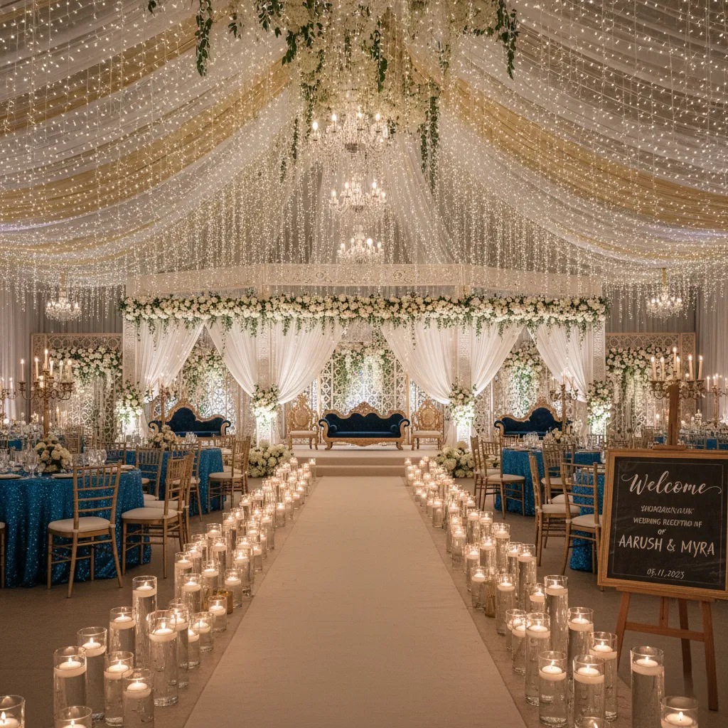 Reception hall decoration with elegant decor