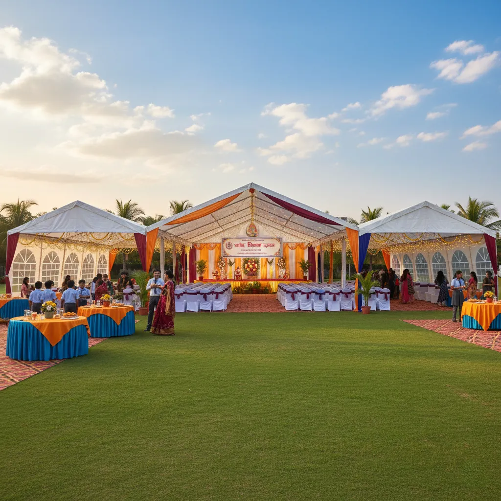 Marriage function temporary hall arrangement